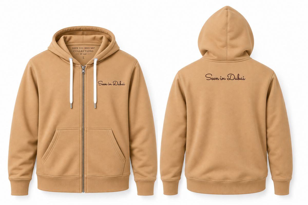 Seen in Dubai Fit Zipper Hoodie -
Front & Back Embroidery