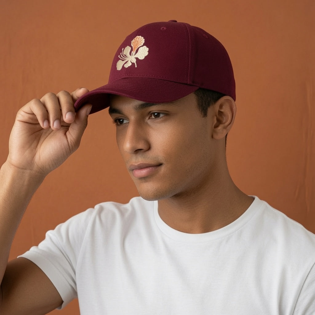 Petals Cap - Maroon Fully Covered