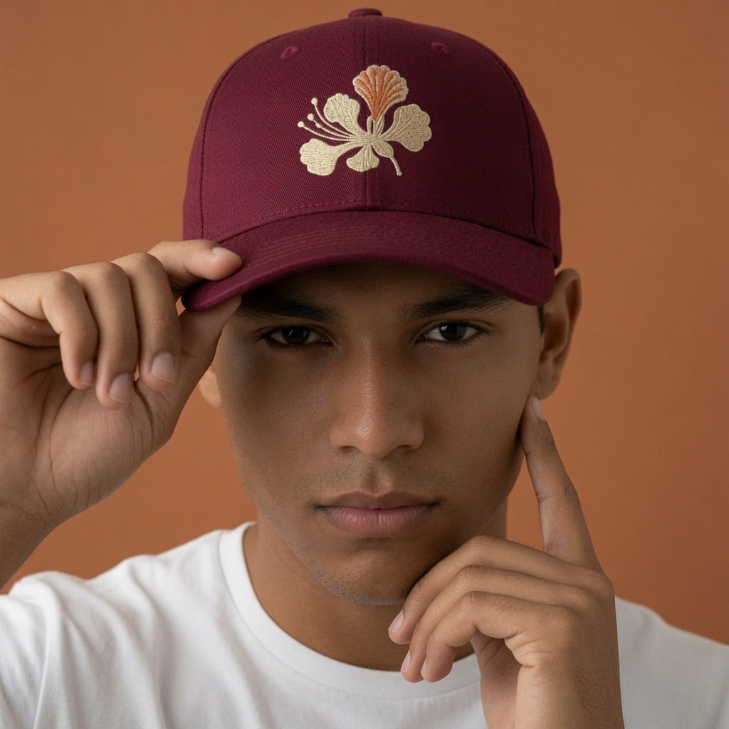 Petals Cap - Maroon Fully Covered