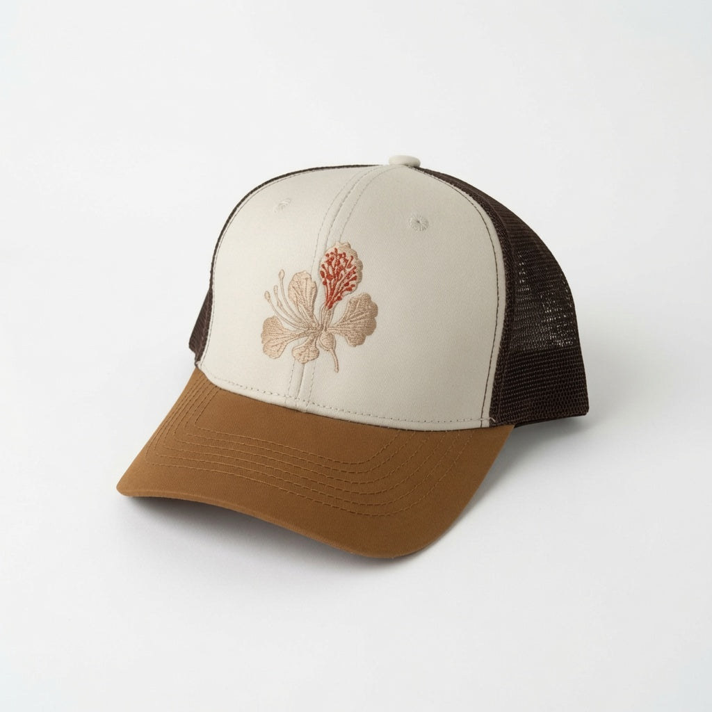 Petals Cap - Ivory & Cider Camel/Espresso Brown Mesh