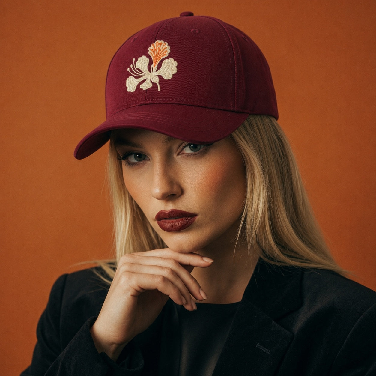 Petals Cap - Maroon Fully Covered