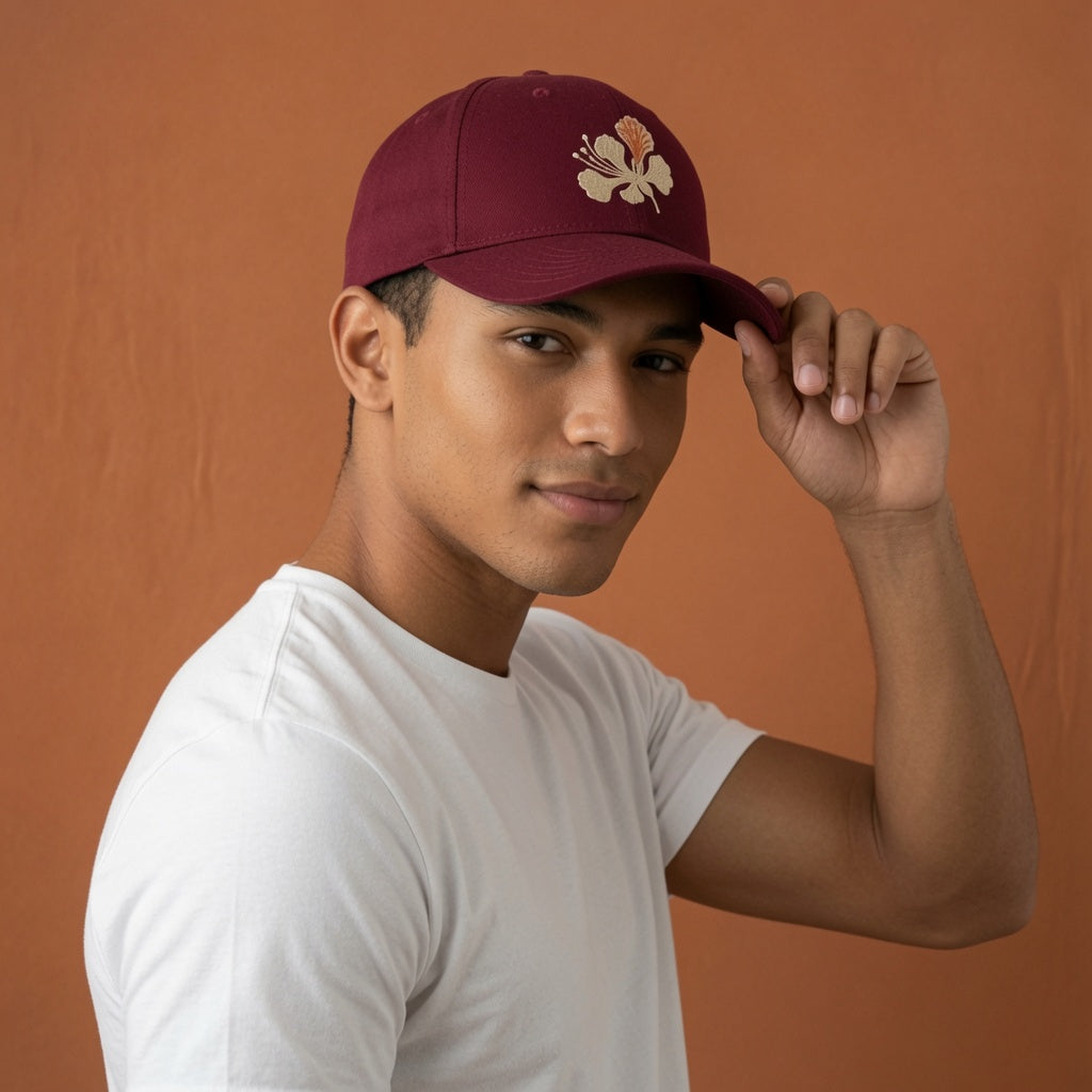 Petals Cap - Maroon Fully Covered